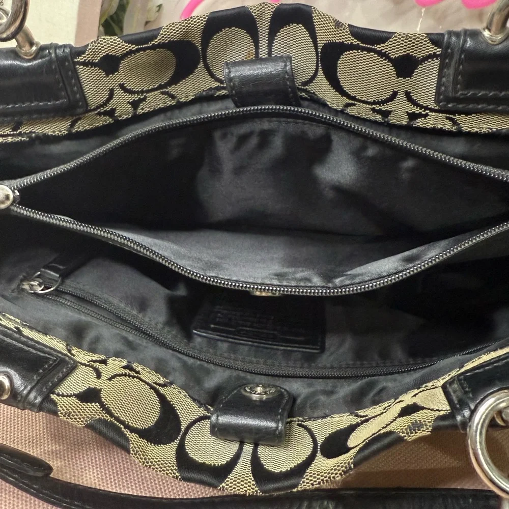 Coach vintage Black and gray Signature Tote Bag. Free gift with purchase